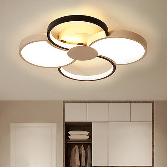 Black And White Led Flower Ceiling Light With Acrylic Shade In 3 Options 16.5’-23.5’ Wide For
