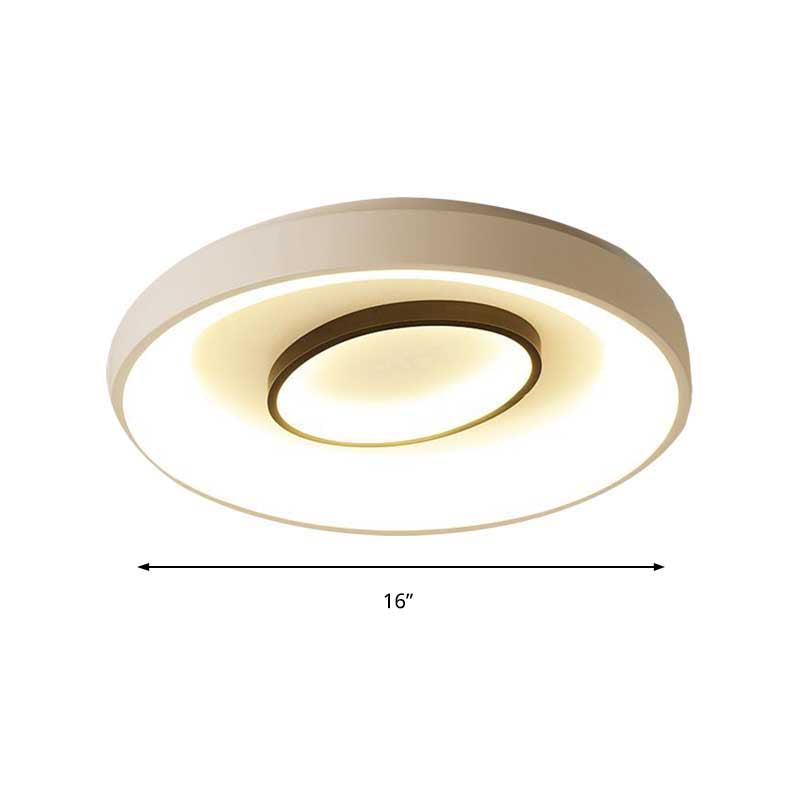 Nordic Led Flush Mount Ceiling Lamp - 16’/19.5’ Dia Acrylic Shade White Round Design Warm/White