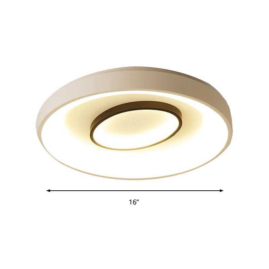 Nordic Led Flush Mount Ceiling Lamp - 16’/19.5’ Dia Acrylic Shade White Round Design Warm/White