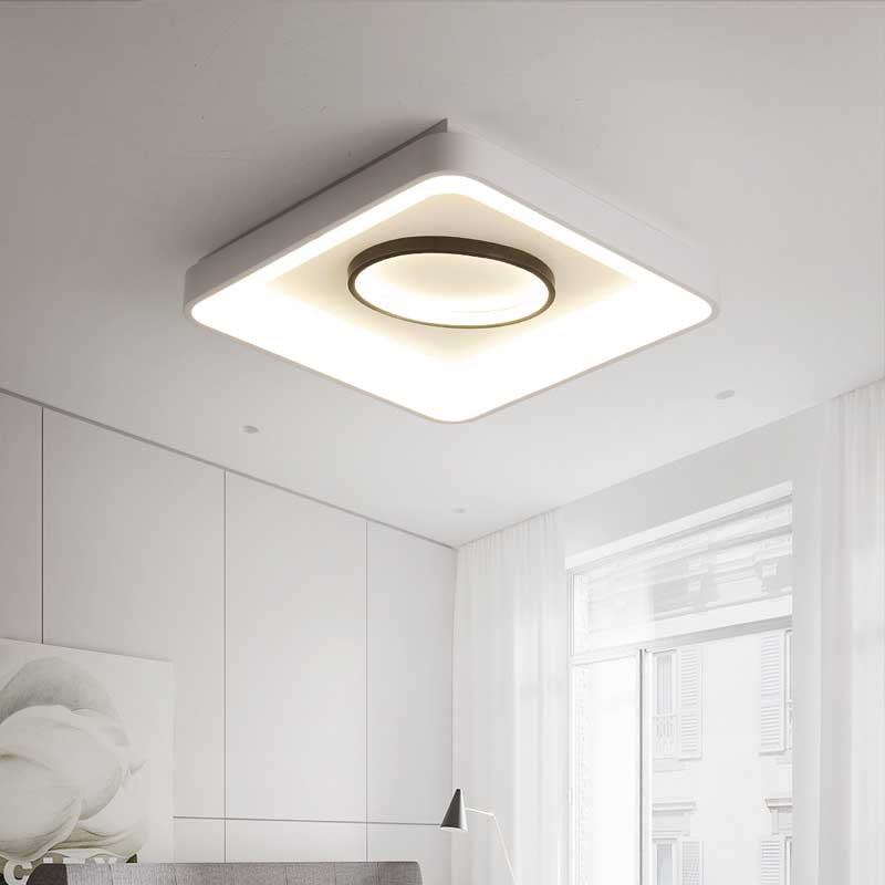 Nordic Metal Led Flush Mount Light - Bedroom Square/Rectangle & Oval Design 16/19.5/35.5 Wide
