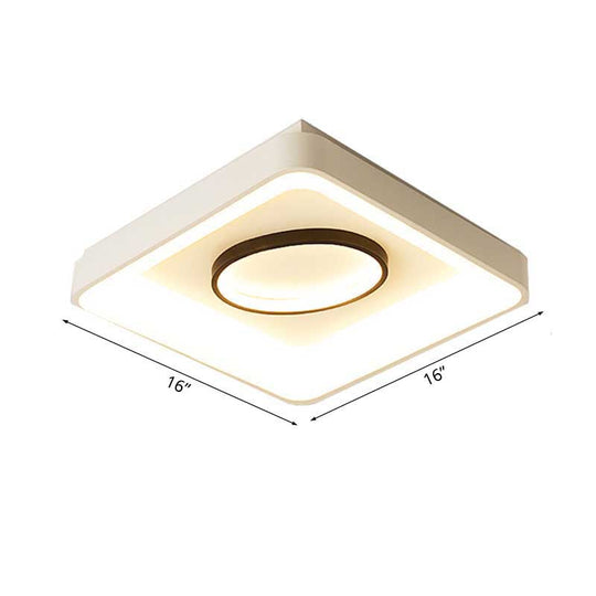 Nordic Metal Led Flush Mount Light - Bedroom Square/Rectangle & Oval Design 16/19.5/35.5 Wide
