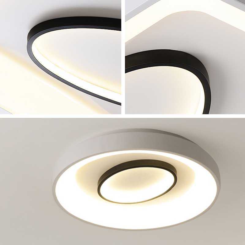 Nordic Metal Led Flush Mount Light - Bedroom Square/Rectangle & Oval Design 16/19.5/35.5 Wide