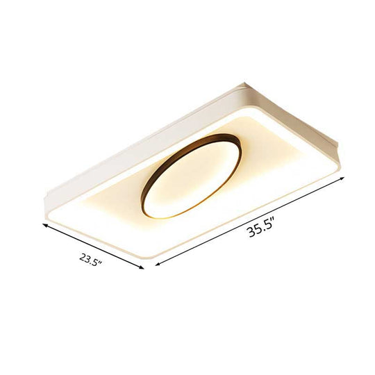 Nordic Metal Led Flush Mount Light - Bedroom Square/Rectangle & Oval Design 16/19.5/35.5 Wide
