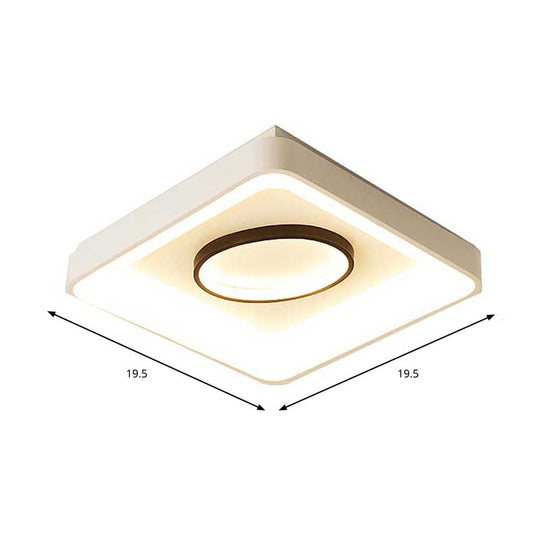Nordic Metal Led Flush Mount Light - Bedroom Square/Rectangle & Oval Design 16’/19.5’/35.5’