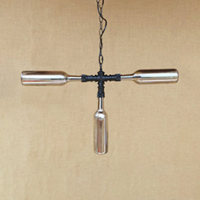 Vintage Style 3-Light Bottle Glass Chandelier With Smoke Grey/Blue Shades - Perfect For Bar Pendant