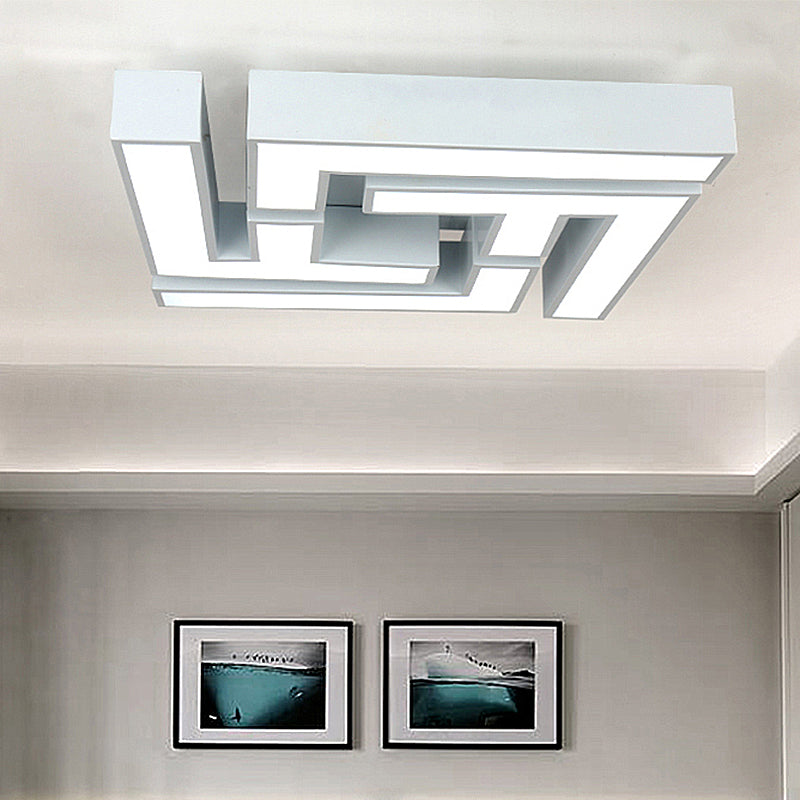 Maze Flush Mount Led Ceiling Lamp - Acrylic Shade White Warm/White Light /