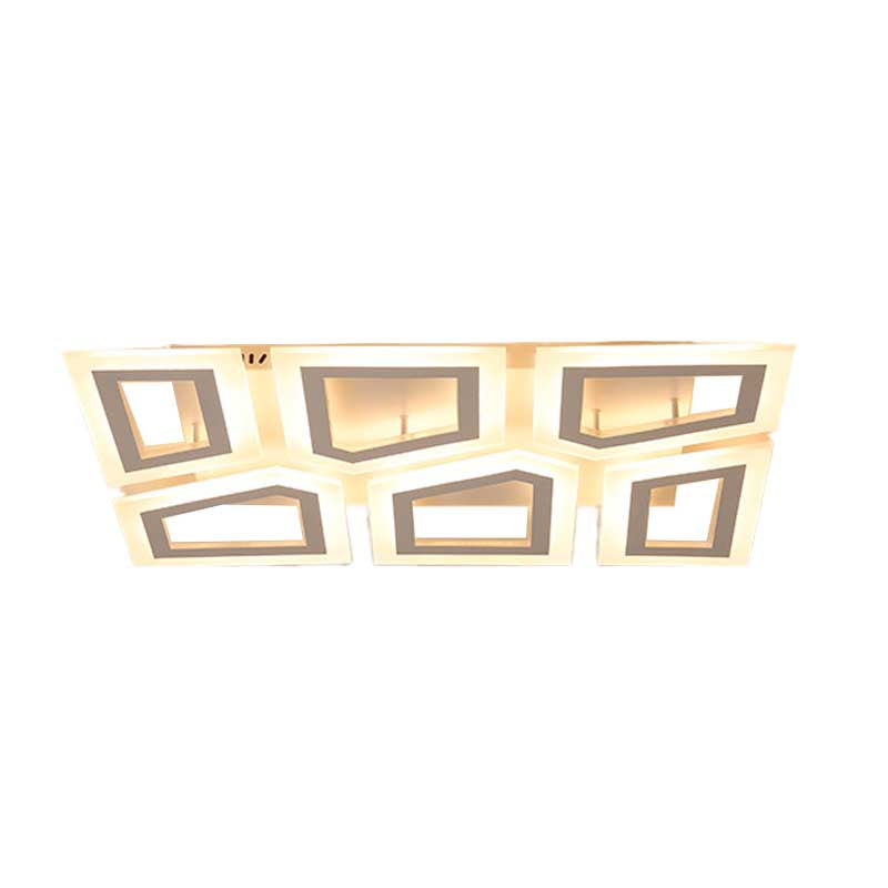 Modern Led Flush Light For Bedroom | Square/Rectangular Splicing Warm/White 16’/24.5’/37.5’ W