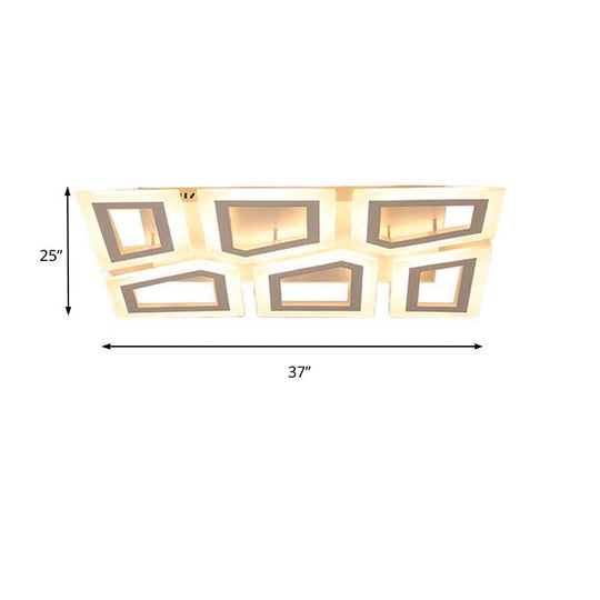 Modern Led Flush Light For Bedroom | Square/Rectangular Splicing Warm/White 16/24.5/37.5 W