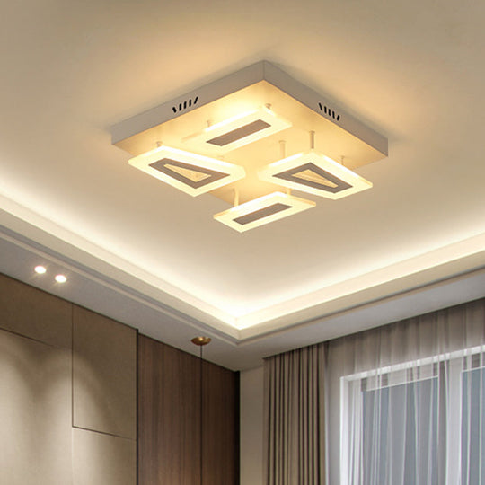 Modern Led Flush Light For Bedroom | Square/Rectangular Splicing Warm/White 16’/24.5’/37.5’ W