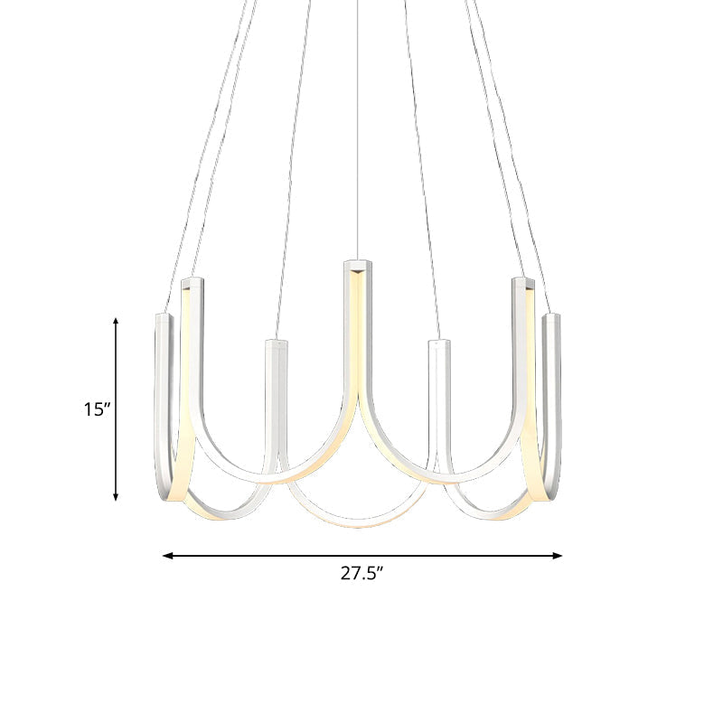 Contemporary U-Shaped Led Chandelier Light: Black/White/Gold Acrylic Ceiling Pendant (White/Warm
