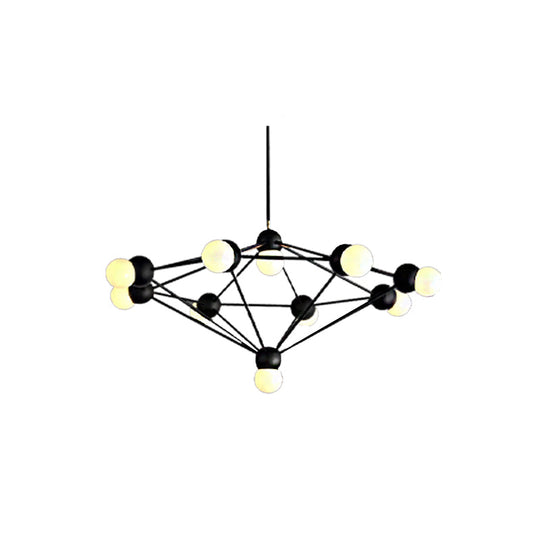 Geometric Metal Arm Chandelier 6/8/10-Light Living Room Hanging Light In Black/Gold