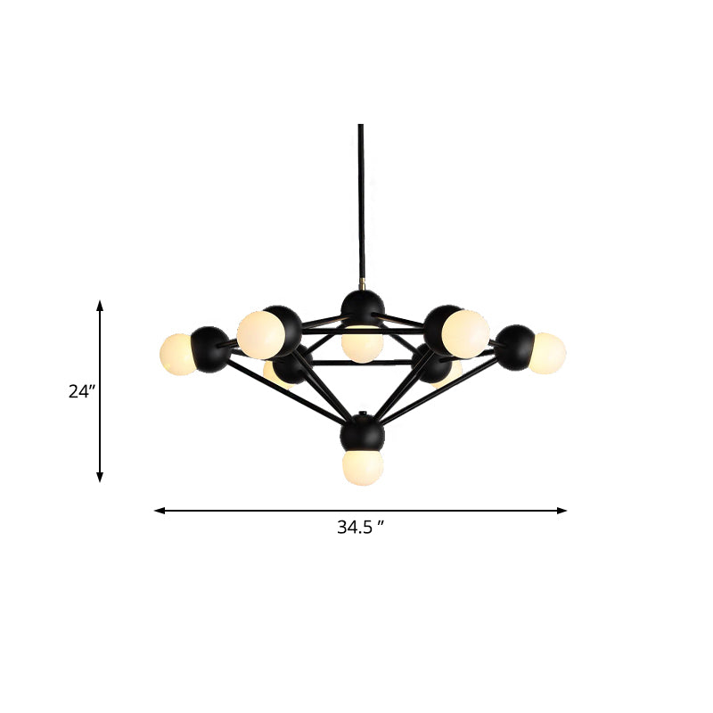 Modern 6/8/10-Light Hanging Chandelier Kit In Black/Gold With Geometric Metal Arm - Ideal For