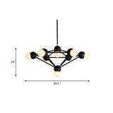 Geometric Metal Arm Chandelier 6/8/10-Light Living Room Hanging Light In Black/Gold