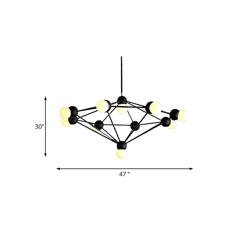 Modern 6/8/10-Light Hanging Chandelier Kit In Black/Gold With Geometric Metal Arm - Ideal For