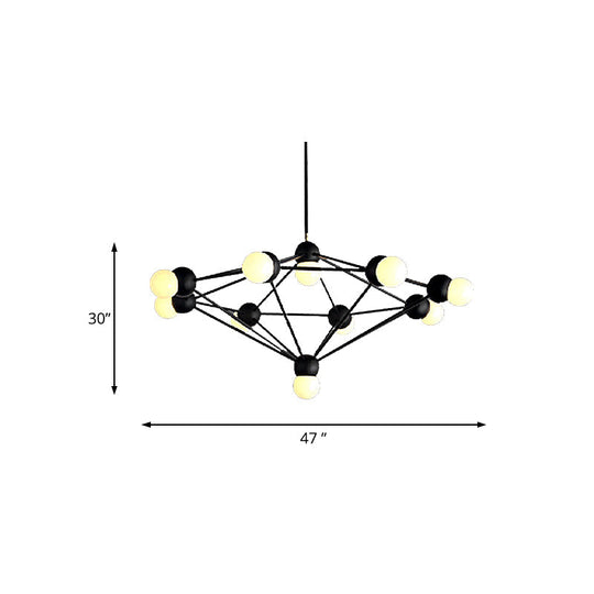 Modern 6/8/10-Light Hanging Chandelier Kit In Black/Gold With Geometric Metal Arm - Ideal For