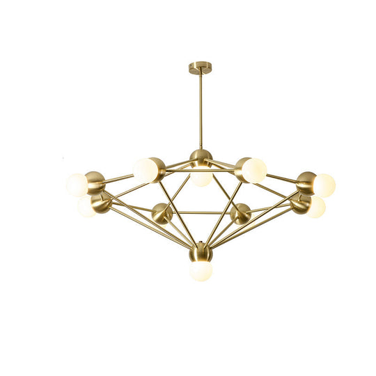 Modern 6/8/10-Light Hanging Chandelier Kit In Black/Gold With Geometric Metal Arm - Ideal For