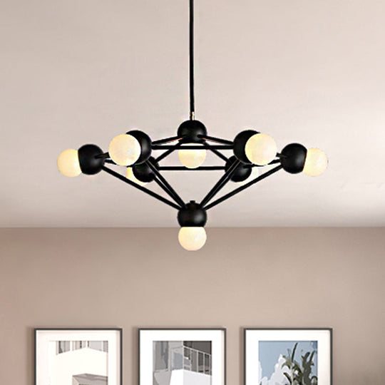Geometric Metal Arm Chandelier 6/8/10-Light Living Room Hanging Light In Black/Gold