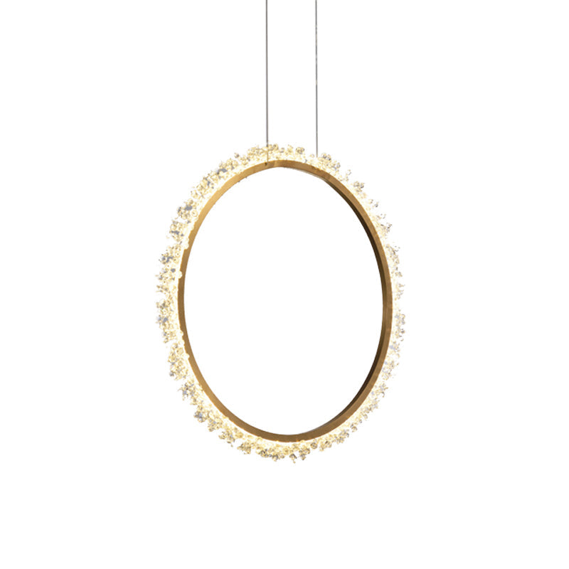 Crystal Golden Led Ring Chandelier Pendant Light - 16’/23.5’/31.5’ Diameter