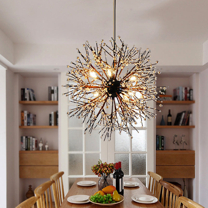 Dendritic Led Chandelier Lamp - 23.5/31.5 Wide Metal Black Ceiling Pendant Light With
