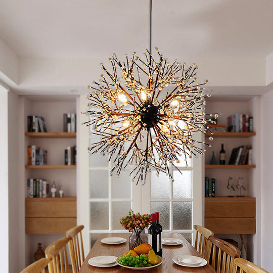 Dendritic Led Chandelier Lamp - 23.5/31.5 Wide Metal Black Ceiling Pendant Light With