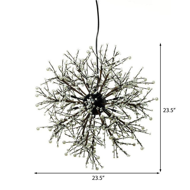 Dendritic Led Chandelier Lamp - 23.5/31.5 Wide Metal Black Ceiling Pendant Light With