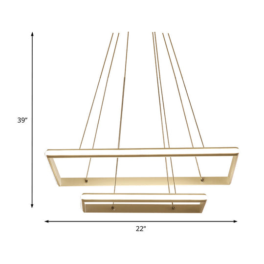 Modern Acrylic Rectangular Chandelier: Tiered Design 3-Light Black/White Led White/Warm Light