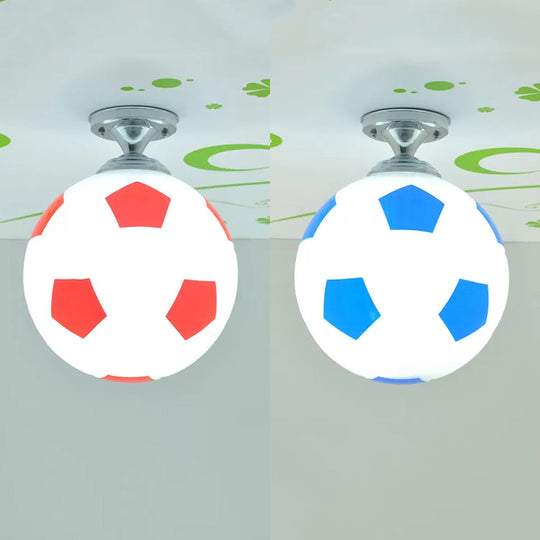 Soccer Shape Boys Bedroom Ceiling Light Fixture - Acrylic Sport Style Mount