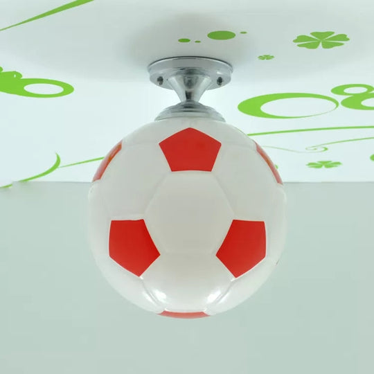 Soccer Shape Boys Bedroom Ceiling Light Fixture - Acrylic Sport Style Mount