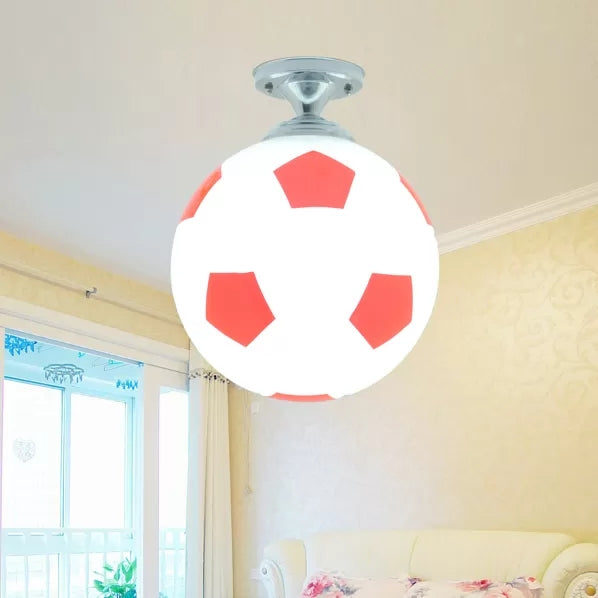 Soccer Shape Boys Bedroom Ceiling Light Fixture - Acrylic Sport Style Mount