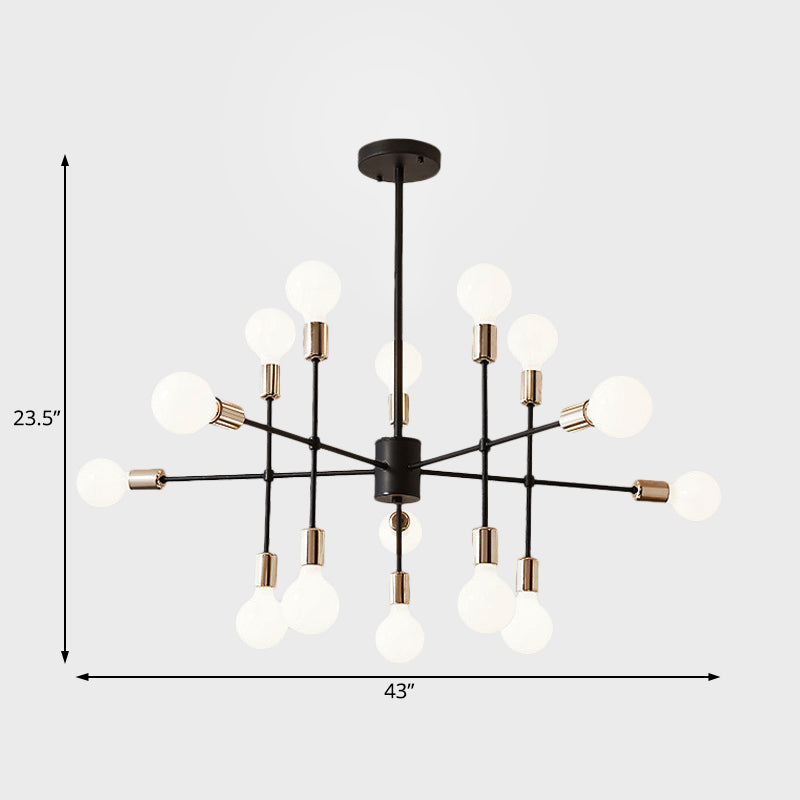 Modern Starburst Milk White Glass Chandelier With 12/15/18 Lights For Bedroom Black Pendant Lighting