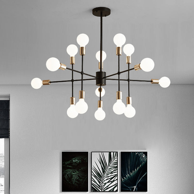 Modern Starburst Milk White Glass Chandelier With 12/15/18 Lights For Bedroom Black Pendant Lighting