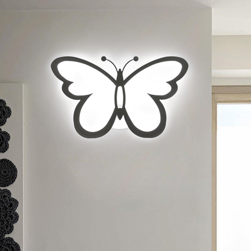 Contemporary Led Butterfly Wall Mounted Night Lamp - Modern 1/3 Lights Sconce White Acrylic