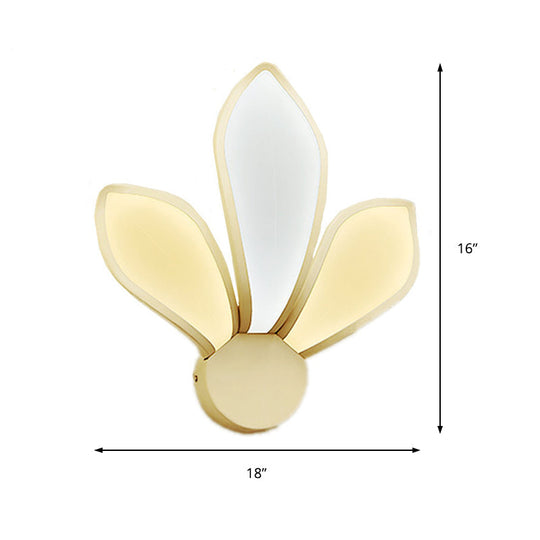 Simple Acrylic Led Petal Wall Sconce With 3 Lights For Bedroom Lighting In Neutral/White/Warm Light
