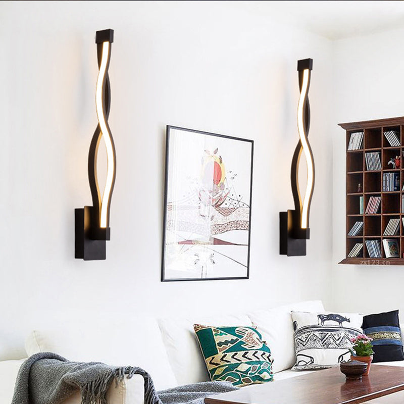 Modern Acrylic Twist Wall Light Sconce In Black/White - Neutral/Warm/White