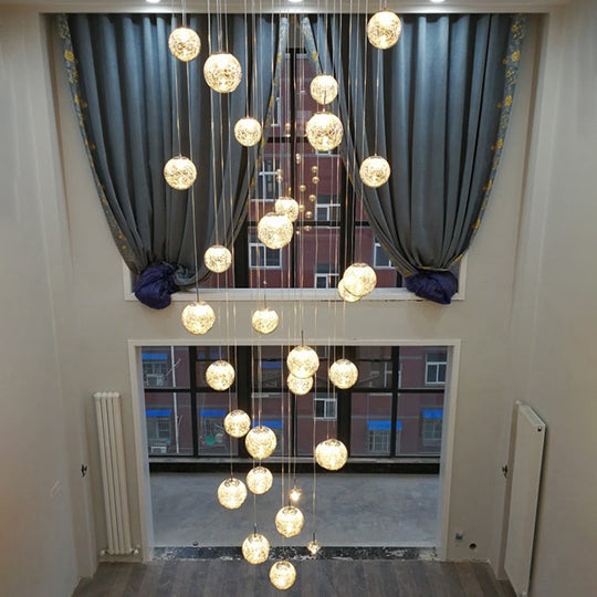 Modern Tan Glass Sphere Shade Suspension Light Pendant With Chrome Multi Bulb Design