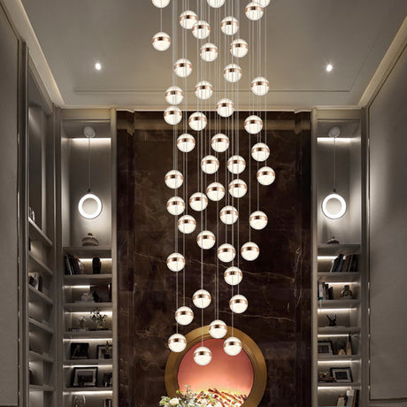 Gold Crystal Led Multi-Ceiling Light With Ball Shade For Staircase Suspension 48 /