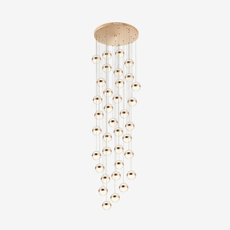 Gold Crystal Led Multi-Ceiling Light With Ball Shade For Staircase Suspension 36 /