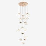 Gold Crystal Led Multi-Ceiling Light With Ball Shade For Staircase Suspension