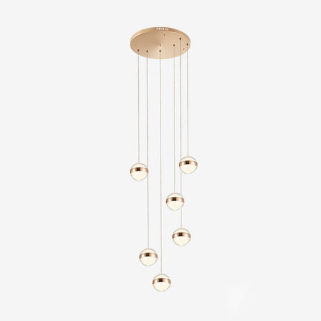 Gold Crystal Led Multi-Ceiling Light With Ball Shade For Staircase Suspension 6 /