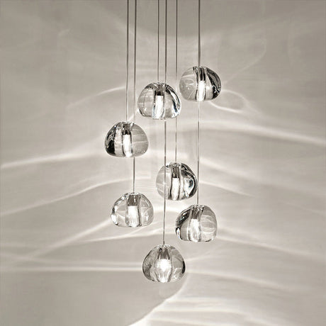 Chrome Led Staircase Pendant Light With Crystal Simplicity - Stone Shape Hanging Illumination 7 /
