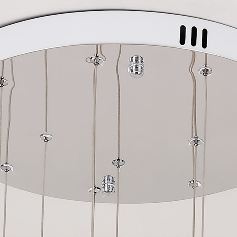 Hollowed-Out Metallic Ceiling Lamp With 10 Bulbs For Staircases In Silver