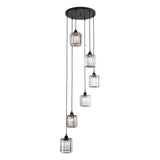 Sleek Black Geometric Prismatic Crystal Ceiling Light For Staircases - Multi-Suspension Lighting