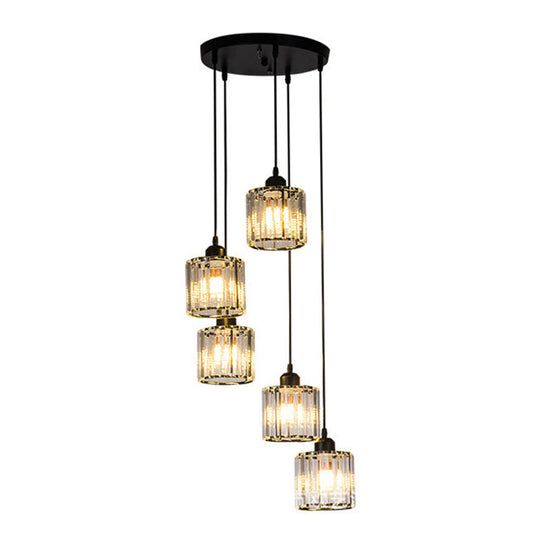 Minimalistic Black Geometric Prismatic Crystal Ceiling Light For Staircase 5 /
