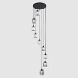 Sleek Black Geometric Prismatic Crystal Ceiling Light For Staircases - Multi-Suspension Lighting 9 /