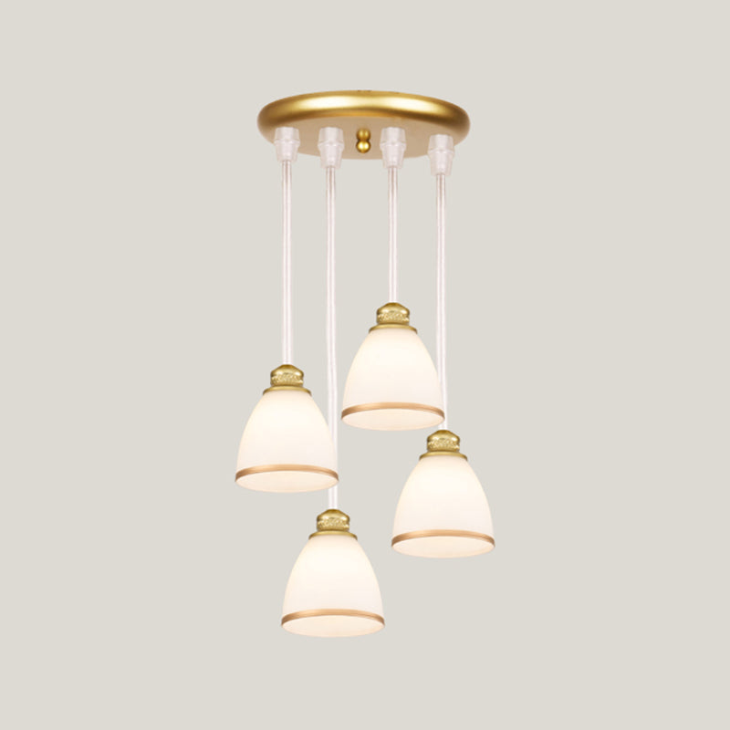 Suspension d'escalier géométrique contemporaine en verre - Suspension multi-lumières