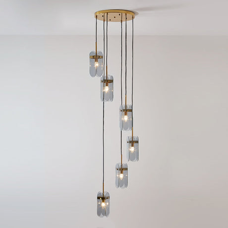Modern Oval Panel Pendant Light Fixture For Glass Staircases