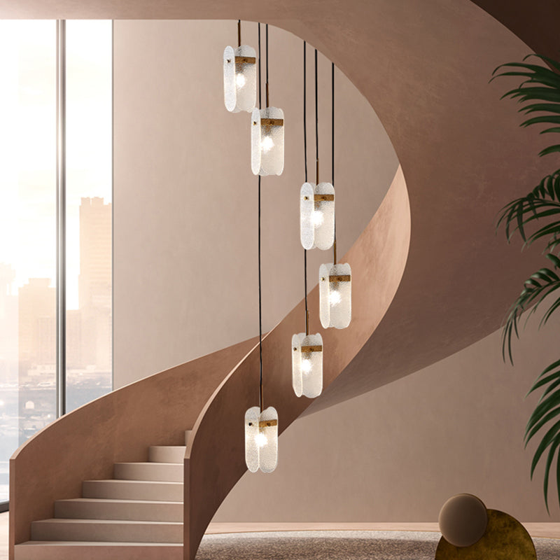 Modern Oval Panel Pendant Light Fixture For Glass Staircases 6 / Clear