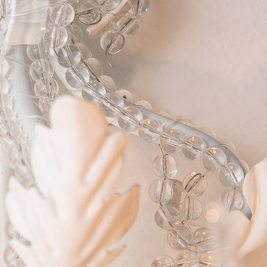 Traditional Candlestick Wall Mount Light With Crystal Draping - White