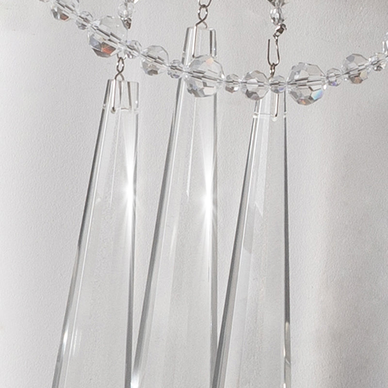 Traditional Crystal Bead Wall Mount Light Fixture - 2 Bulbs Curved Arm Design