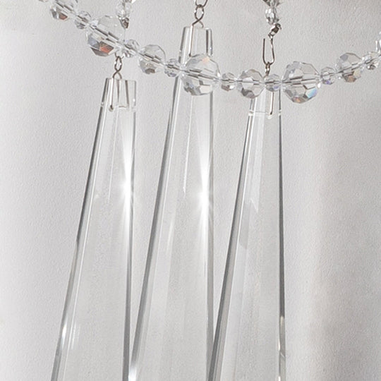 Traditional Crystal Bead Wall Mount Light Fixture - 2 Bulbs Curved Arm Design
